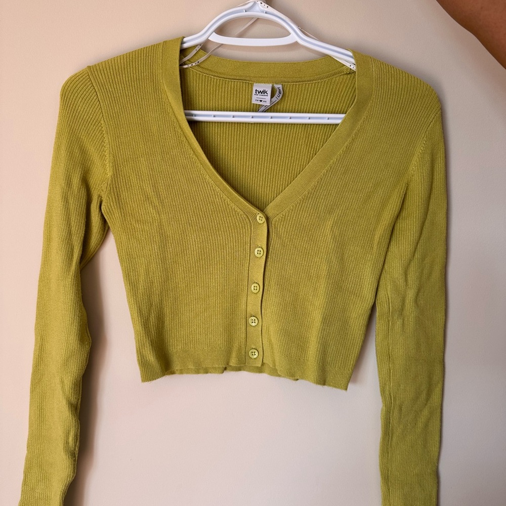 Simons Lime Green Cardigan Sweater